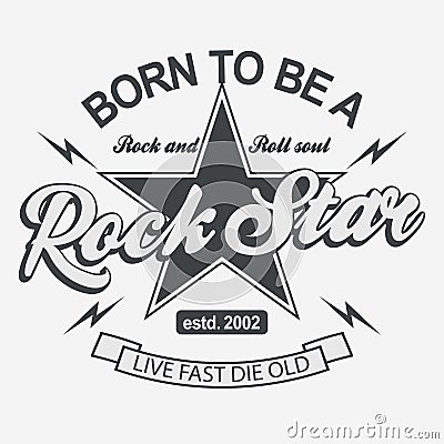 Rock star lettering, poster or t-shirt, vector Vector Illustration