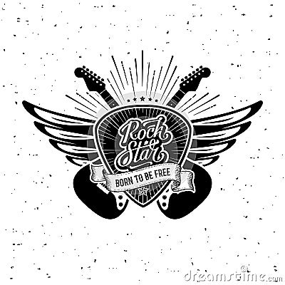 Rock Star Plectrum Guitar Wings Vector illustration Vector Illustration