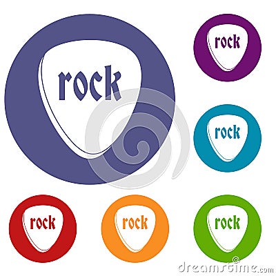 Rock stone icons set Vector Illustration