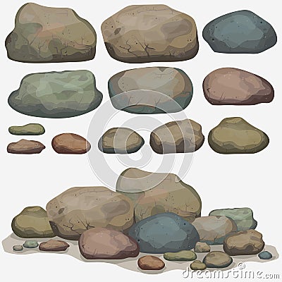 Rock stone set Vector Illustration