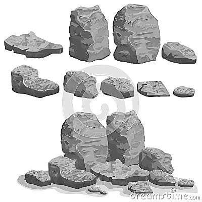 Rock stone set Vector Illustration