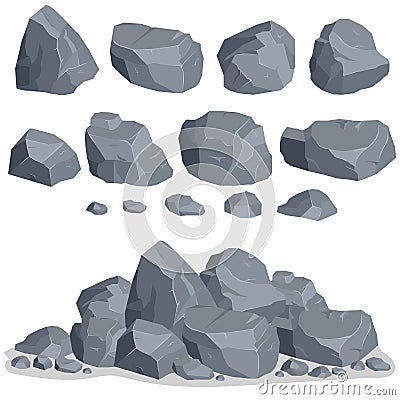 Rock stone set Vector Illustration