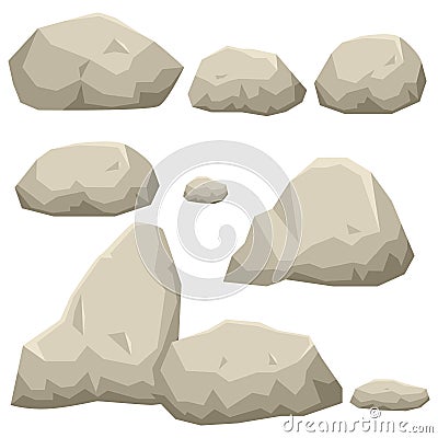 Rock stone set Vector Illustration