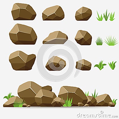 Rock stone set Vector Illustration