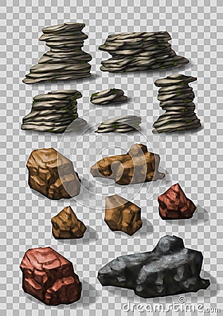 Rock stones collection Vector Illustration