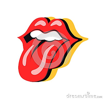 Rock Symbol Mouth with Tongue Vector Illustration Vector Illustration