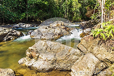 Rock at Tonpariwat Waterfall natural tourism place in Phang nga Stock Photo