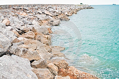 Rock wave barrier Stock Photo