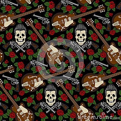 Rockabilly seamless pattern Vector Illustration