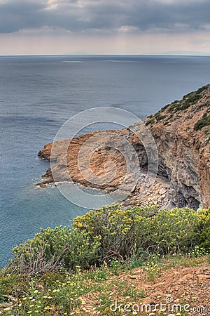 Rockbound Greek coastline Stock Photo