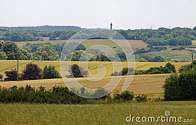 Rockbourne fields and Whitsbury Cross on the horizon Stock Photo