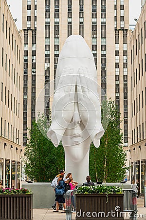 Rockefeller Center, Behind the Wall, Frieze Sculpture Editorial Stock Photo