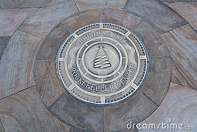 Rockefeller Center Christmas Tree Location Plate Editorial Stock Photo