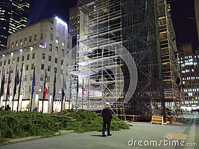 Rockefeller Center Christmas Tree Before the Tree Lighting Editorial Stock Photo