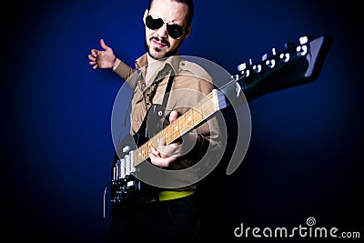 Rocker playing guitar Stock Photo