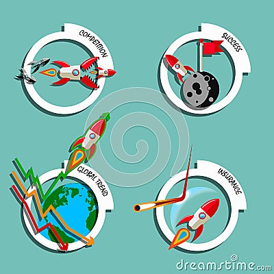 Rocket business 3 Vector Illustration