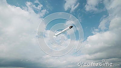 Rocket caliber Russian aggression Technology Missile flight 3M-54 Kalibr on cloudy sky 3d Stock Photo