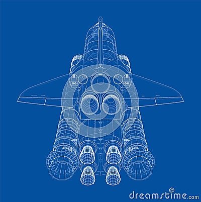 Rocket carrying space shuttle Vector Illustration