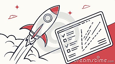 Rocket checklist, symbolizing planning and mission readiness. Vector Design, Generative AI Vector Illustration