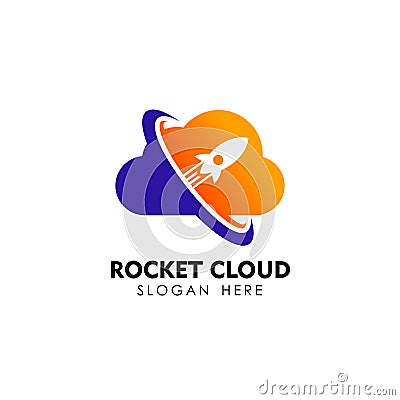 rocket cloud logo design template. cloud tech logo design templa Vector Illustration