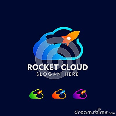 Rocket cloud logo design template. cloud rocket vector icon Vector Illustration