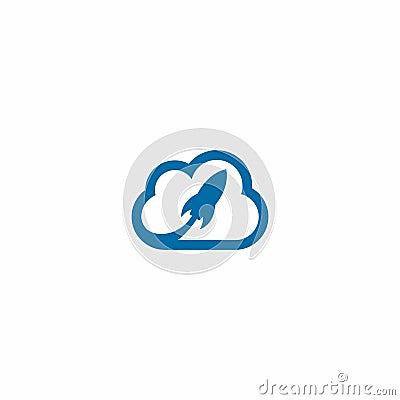 Rocket Cloud Logo. Rocket Backup Logo Vector Illustration