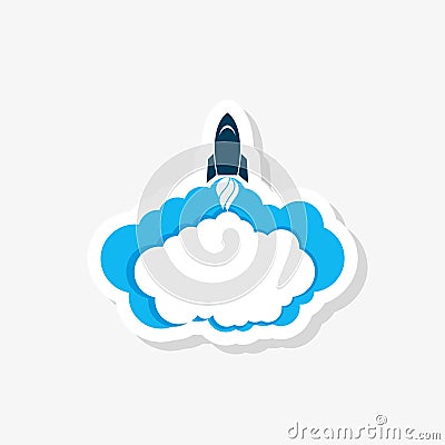 Rocket cloud sticker logo design template. Cloud tech logo design template Vector Illustration