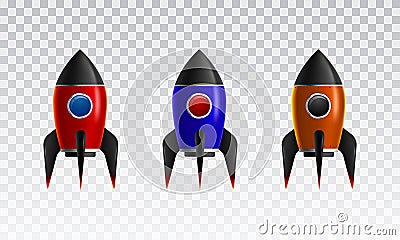 The Rocket collection icon 3d Vector Illustration