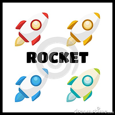 Rocket collection icon Cartoon Illustration