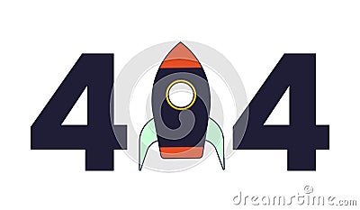 Rocket error 404 flash message Vector Illustration