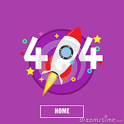 404 rocket error page background text. Found service information website graphic banner isolated. Oops not repair web vector wrong Vector Illustration