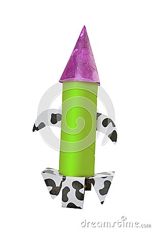 Rocket fantasy handmade craft over white Stock Photo