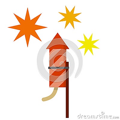 Rocket for fireworks. Firecracker and explosion Vector Illustration