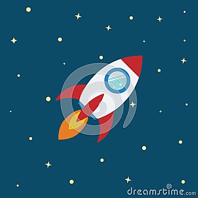 Rocket flat design concept. Vector Illustration