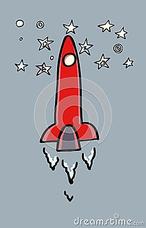 Rocket flying to stars Vector Illustration