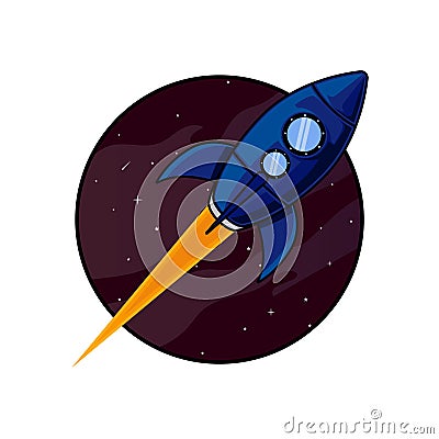 Rocket go to space illustration Cartoon Illustration