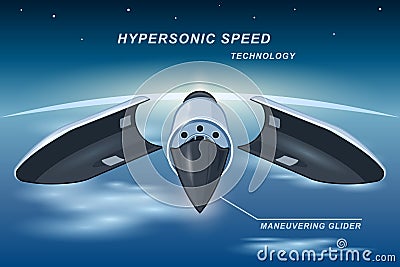 rocket hypersonic speed flight glider realistic cartoon background Vector Illustration