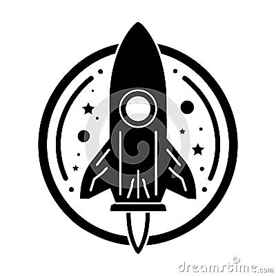 Rocket icon. Black spaceship icon isolated. Rocket launching sign Vector Illustration