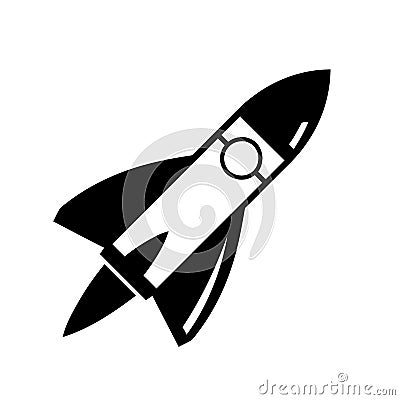 Rocket icon. Black spaceship icon isolated. Rocket launching sign Vector Illustration