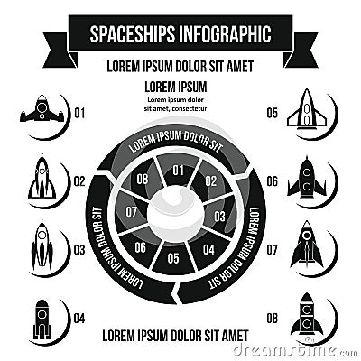 Rocket infographic concept, simple style Vector Illustration