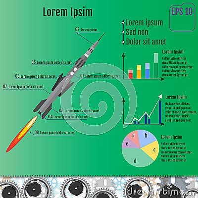 Rocket infographic concept. Vector Vector Illustration