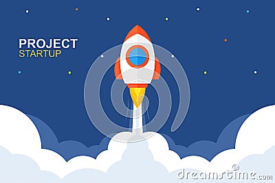 Rocket launch. flat style Vector Illustration