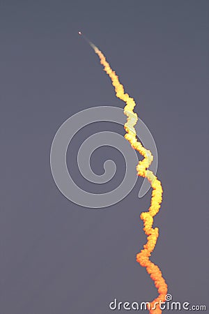 Rocket starts from cape canaveral to space. satelite. beautiful color gradient Stock Photo