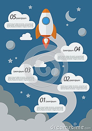 Rocket Launch Infographic Vector Illustration