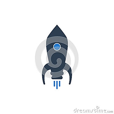 Rocket Launched Icon. Vector Illustration