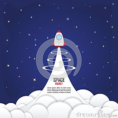 Rocket launched into the space Vector Illustration