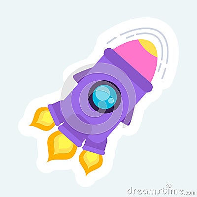 Rocket launches crypto startup. Cryptocurrency and blockchain Vector Illustration