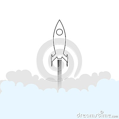 Rocket launches in space flying. rocket icon Vector Illustration