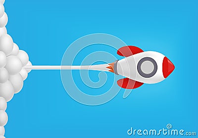 Rocket luanch rising going up. Business startup, career development, target success, growth and boost, Investment goal, Stock Photo