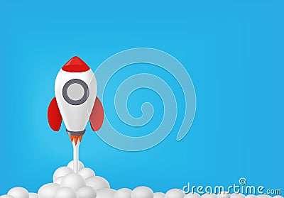 Rocket luanch rising going up. Business startup, career development, target success, growth and boost, Investment goal, Stock Photo